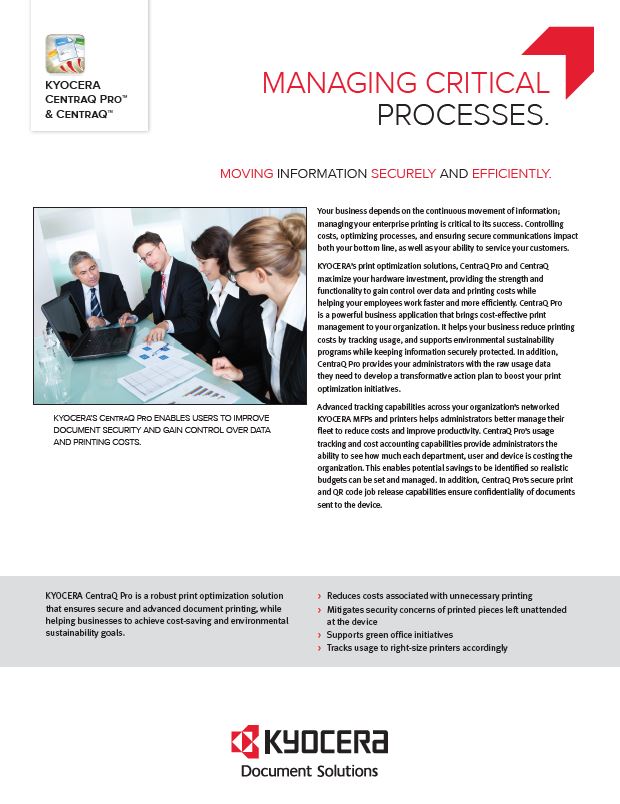 Kyocera Software Cost Control And Security Centraq Pro Data Sheet Thumb, Alternative Business Concepts, Kyocera, Epson, Microsoft, VOIP, IT, Arcata, Samoa