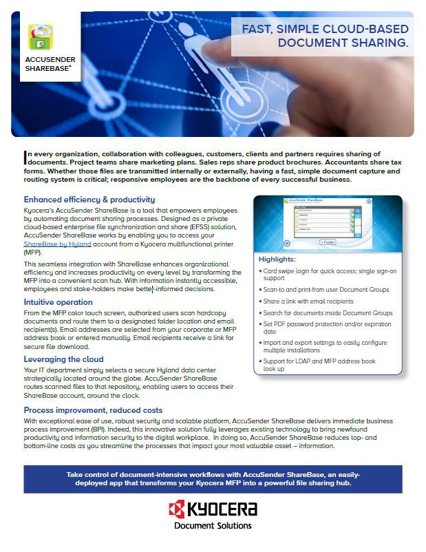 Kyocera Software Document Management Accusender Sharebase Data Sheet Thumb, Alternative Business Concepts, Kyocera, Epson, Microsoft, VOIP, IT, Arcata, Samoa