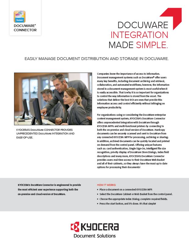 Kyocera Software Document Management Docuware Connector Data Sheet Thumb, Alternative Business Concepts, Kyocera, Epson, Microsoft, VOIP, IT, Arcata, Samoa