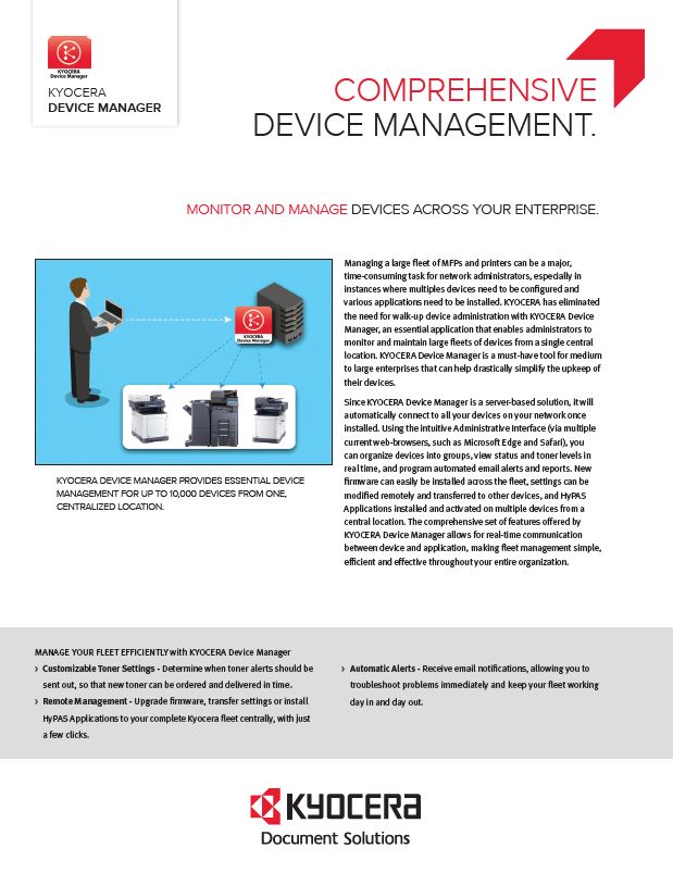 Kyocera Software Network Device Management Kyocera Device Manager Data Sheet Thumb, Alternative Business Concepts, Kyocera, Epson, Microsoft, VOIP, IT, Arcata, Samoa